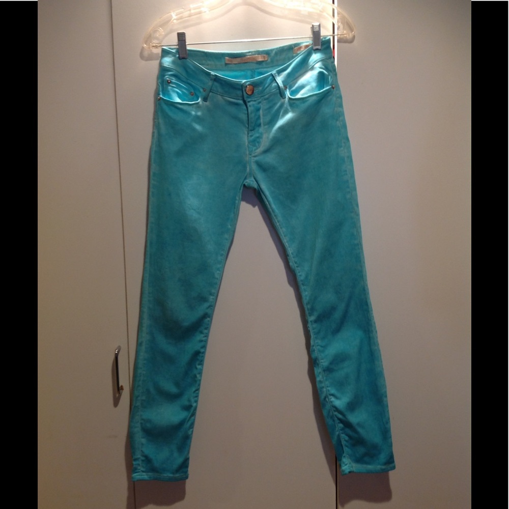 Zara Woman Premium Denimwear Teal Skinny Jeans Size 6 EUC.